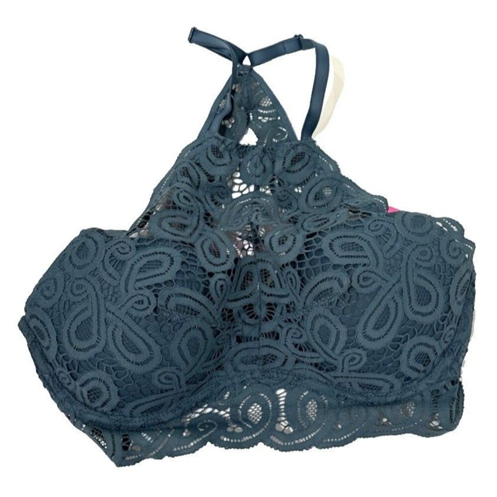 PINK Victorias Secret Womens Teal Underwire Padded Push-Up Bralette Size L
